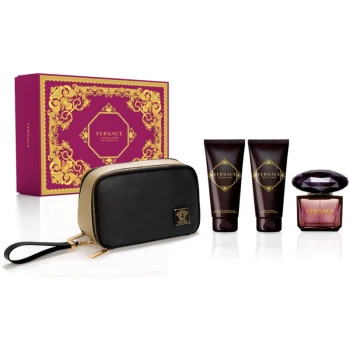 image of Versace Crystal Noir Gift Set 90ml Eau de Toilette + 100ml Body Lotion + 100ml Shower Gel + Bag