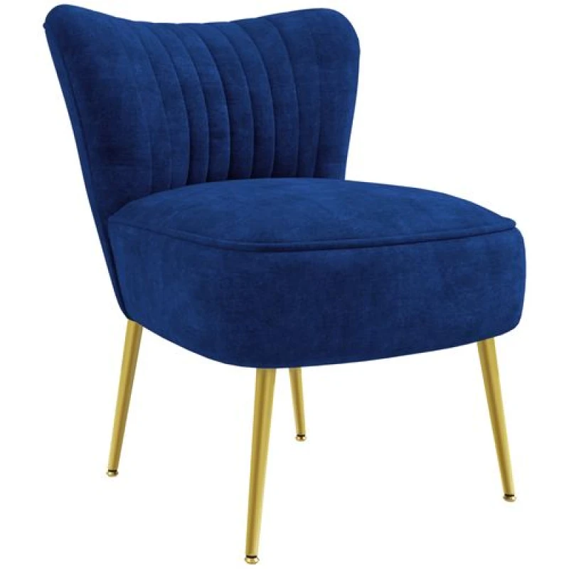 Image of HOMCOM Accent Chair, Velvet Armless Lounge Chair with Gold Tone Steel Legs Grey 839-917V70GY