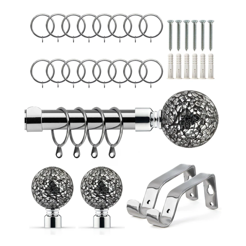 Image of Emma Barclay Cut Glass - Extendable Curtain Pole with rings Curtain Poles 160-300cm Silver 41673611000