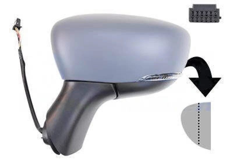 Image of VAN WEZEL 4420807 Wing mirror * HAGUS * Left, with temperature sensor, primed Outside Mirror (50)