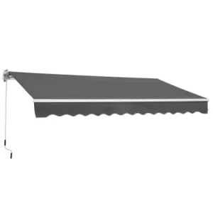 image of Outsunny 3.5M x 2.5M Manual Awning Canopy Retractable Sun Shade Shelter Winding Handle for Garden Patio Grey