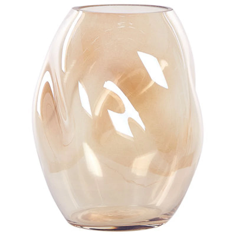 Image of Beliani Flower Vase Gerakini Glass 20 Cm Orange