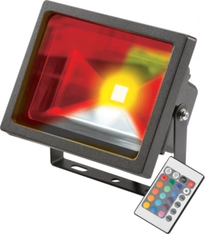Image of KnightsBridge IP65 Adjustable Low Energy LED Security RGB FloodLight Black Aluminium - 10 Watt