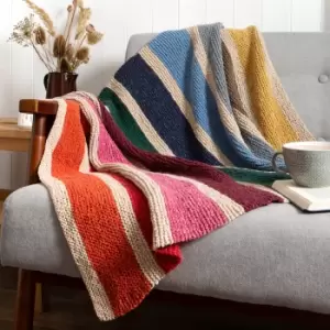 Image of Wool Couture Rainbow Blanket Knitting Kit Orange/Blue/Yellow