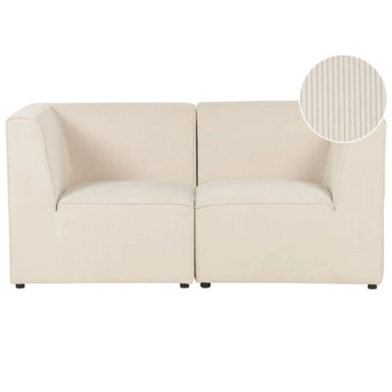 Image of Beliani Modular Sofa 2 Seater Lemvig Corduroy Light Beige