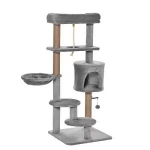 Image of PawHut Cat Climbing Tree and Activity Center - Light Grey