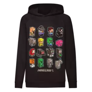 Image of Minecraft Childrens/Kids Mini Mobs Wave Hoodie (7-8 Years) (Black)