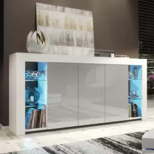 Image of Sideboard tv Unit Display Cabinet Cupboard tv Stand Living Room High Gloss Doors - White & Grey - White & Grey