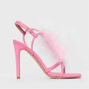 image of I Saw It First Faux Feather Detail Strappy Heels - Pink