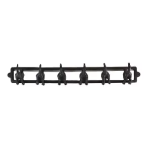 Image of Rustic Cast Iron Wall Hooks Dog Tail Design With 6 Hooks