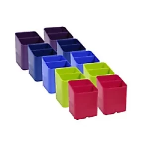 image of Exacompta Pen Pot 67798D Classic Polysterene 93 x 74 x 74mm Assorted Pack of 10