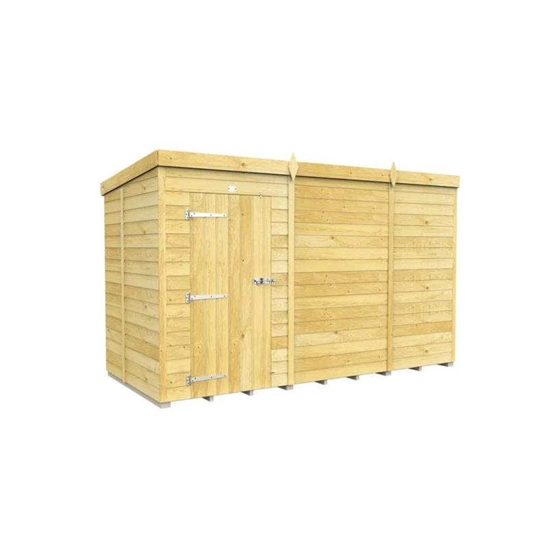 Image of Buttercup Farm 11 x 5 Feet Pent Shed - Single Door W/O Window - L147 x W329 x H201cm in Brown Brown Unisex