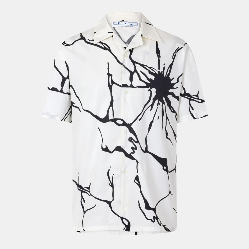 Image of Off White Mens Long-Sleeve Dress Shirt White/Black male XS