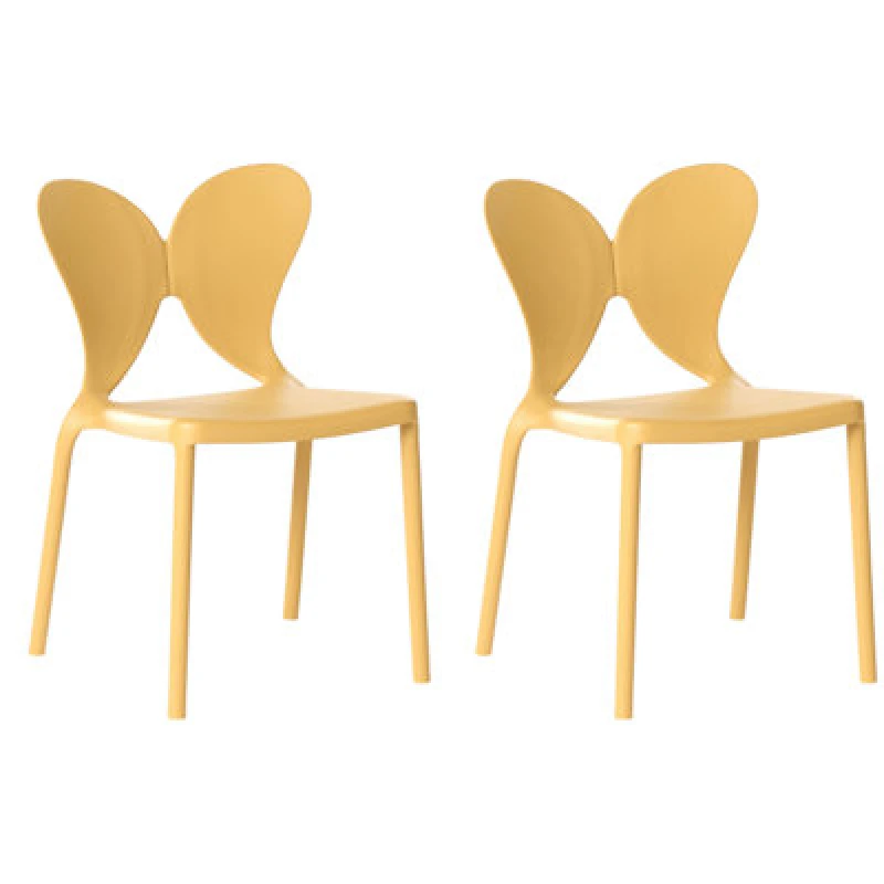 Image of Beliani Set Of 2 Garden Chairs Larissa Stacking Yellow