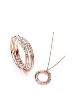 image of Buckley London Buckley London Rose Gold Elegance Bangle And Pendant Jewellery Gift Set Free Gift Bag