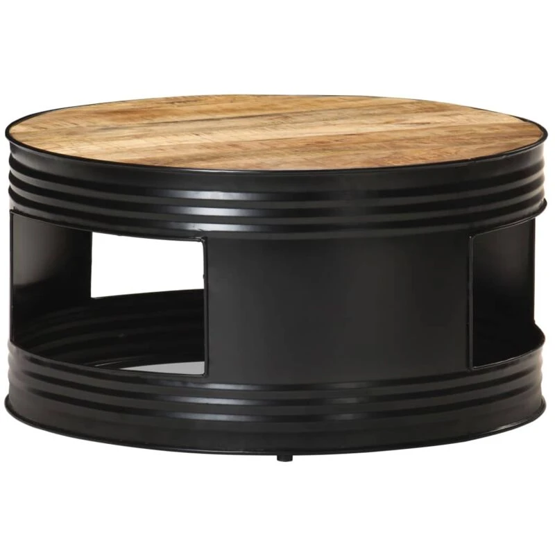 Image of VIDAXL Coffee Table Black 68x68x36cm Solid Rough Mango Wood Vidaxl 8720286067086