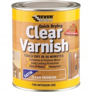 image of Everbuild Quick Drying Wood Varnish Clear Satin 750ml