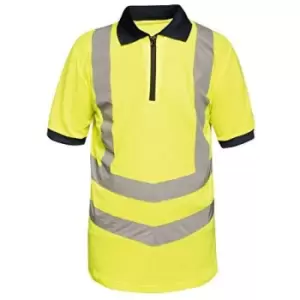 Regatta Mens Hi Vis Pro Reflective Work Polo Shirt (XXXL) (Yellow/Navy) - Yellow/Navy