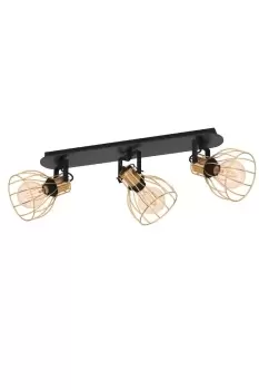 Image of Sambatello IP20 Brushed Brass 260 mm 3 Ceiling Spotlight