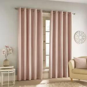 Enhanced Living Savoy Chenille Textured Blackout Eyelet Curtains, Blush, 66 x 54 Inch