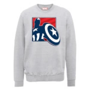 Image of Marvel Avengers Assemble Captain America Badge Outline Sweatshirt - Grey - L