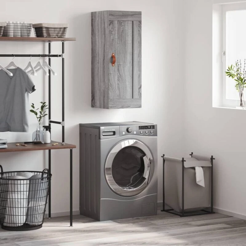 Image of VIDAXL Wall Mounted Cabinet Grey Sonoma 34.5x34x90cm Engineered Wood Vidaxl 8720845950675