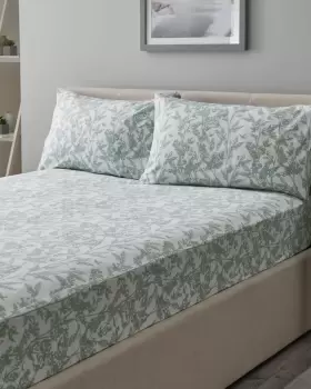 Image of Cotton Traders Silhouette Swallow Fitted Sheet Set in Green
