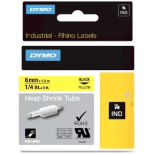 Image of Dymo 18052 Black on Yellow Label Tape 6mm x 1.5m