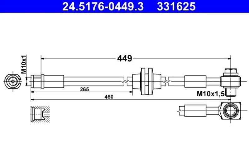 Image of Brake hose ATE 24.5176-0449.3