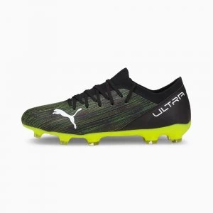 image of PUMA Ultra 3.2 FG/AG Mens Football Boots, Black/White/Yellow Alert Size 10 Shoes