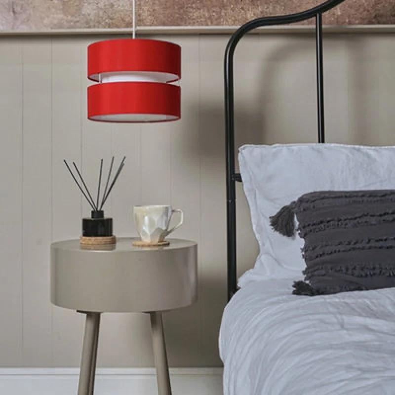 Image of Sophia Small Red White Pendant Shade + 1x 10W B22 Bulb