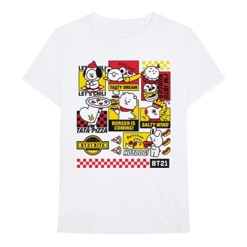 Image of BT21 - Bite Fast Food Unisex Large T-Shirt - White