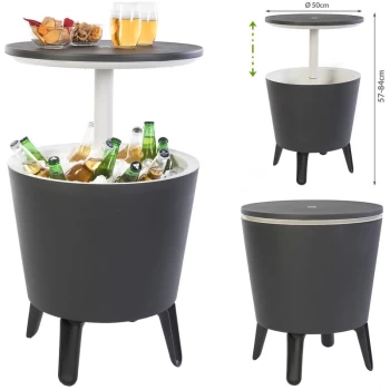 image of Keter - Side Table Drink Cooler Cool Bar Cocktail Table Party Cold Table High Garden Balcony Table 50x57-85cm 30 L anthrazit - weiß (de)