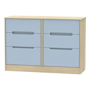 Image of Robert Dyas Barquero Ready Assembled 6-Drawer Midi Chest - Pine/Denim