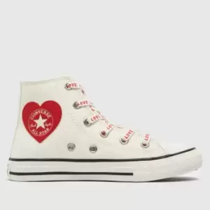 image of Converse White & Red Hi Crafted With Love Girls Junior Trainers