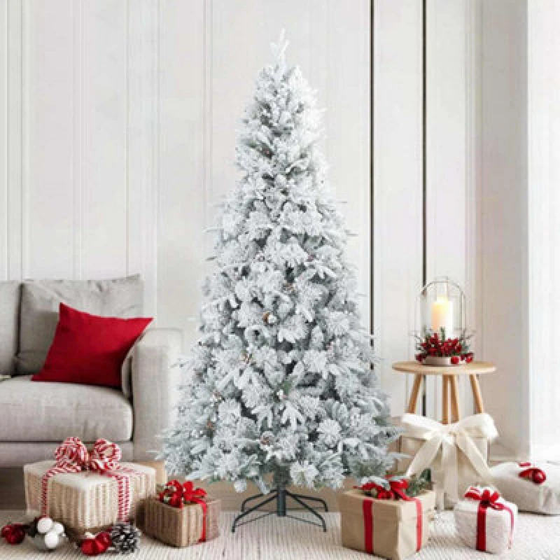 Image of Vidaxl Artificial Hinged Christmas Tree Snow Flocked White 180 Cm