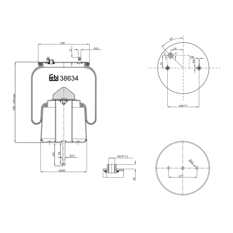 Image of FEBI BILSTEIN 38634 Boot, air suspension Rear Axle Right Boot,air suspension (324)