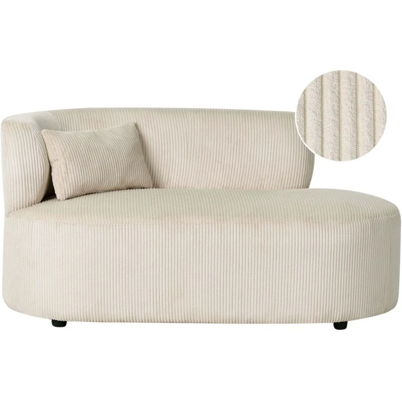 Image of Beliani Left-Hand Chaise Lounge Vanvey Corduroy Light Beige