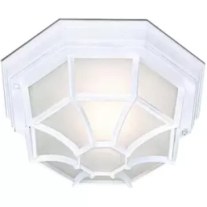 image of Searchlight Outdoor - 1 Light Outdoor Flush Ceiling Light Cast Aluminium White IP54, E27