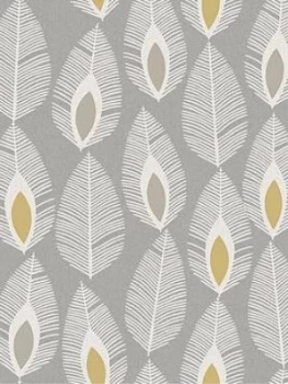Image of Arthouse Glam Feather Grey Wallpaper