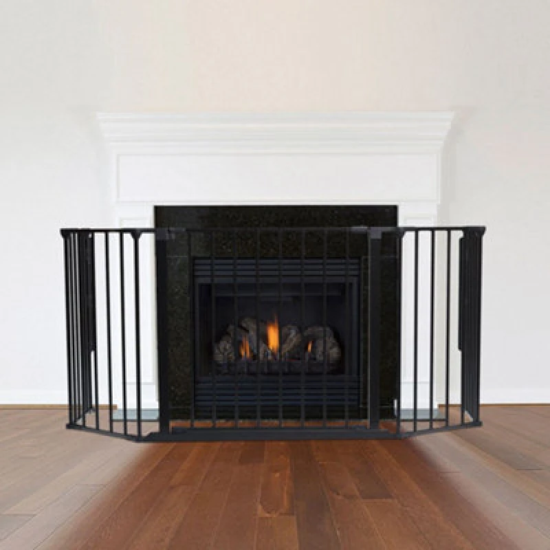 Image of Safetots Multi Panel Fire Surround, 49Cm Deep X 105Cm Wide, Black, 70Cm Tall, Child And Pet Safety, Baby And Toddler Fire Guard