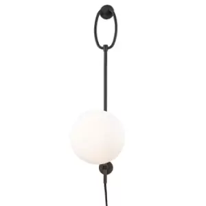 Image of Gina 1 Light Wall Sconce With Plug Old Bronze, Glass