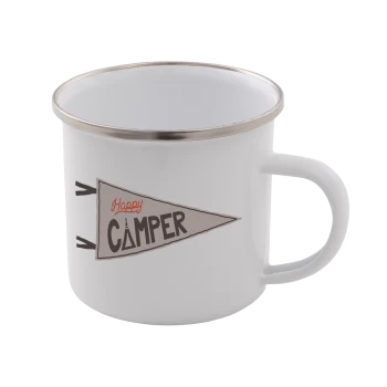 Image of Happy Camper Enamel Mug - White