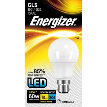 Image of Energizer LED GLS 806lm B22 Warm White BC 9.2w
