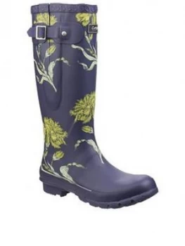 Image of Cotswold Windsor Print Welly, Purple/Green, Size 8, Women
