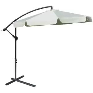 image of Outsunny 2.7m Garden Banana Parasol Cantilever Umbrella with Crank Handle and Cross Base for Outdoor, Hanging Sun Shade, Cream White