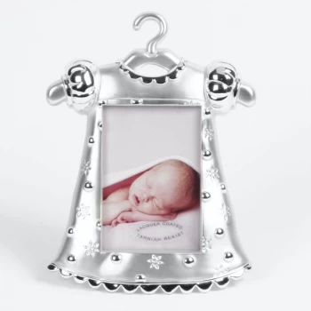 image of 2" x 3" - Silver Plated Girl Dress Photo Frame