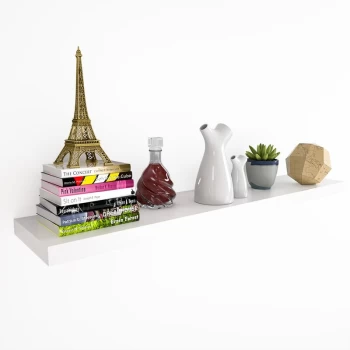 Image of Floating Shelves Shelf Including Bracket Wall Shelving Living Room Kitchen Black White Grey Oak High Gloss Matt 50 70 90 110cm 50cm White - Casaria