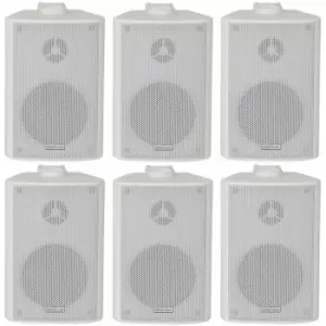 image of 6x 70W 2 Way White Wall Mounted Stereo Speakers 4 8Ohm Compact Background Music