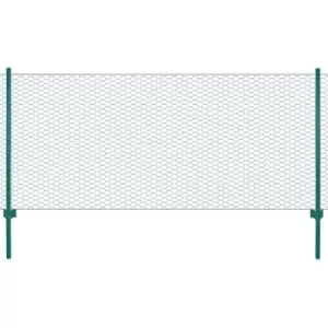 Image of Vidaxl Wire Mesh Fence With Posts Steel 25X0.5 M Green